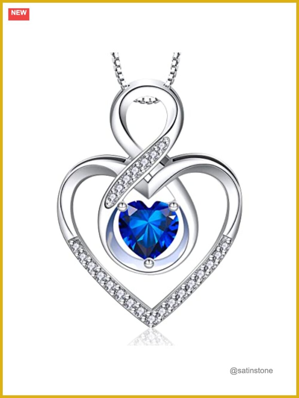 925 Sterling Silver Infinity Heart Necklace Pendant Mothers Day Gift